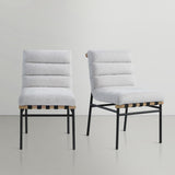 Burke Contemporary Dining Chair Set - Stylish Faux Leather Design with Matte Metal Frame & Oak Accent