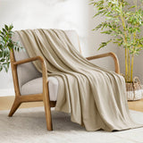 Diamond Jacquard Soft Bamboo Cotton Blanket, Khaki