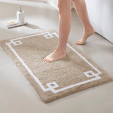 High Pile Bordered Bathroom Rug, Taupe