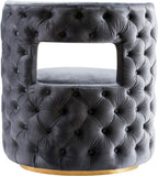 Theo Contemporary Accent Chair with Gold Swivel Base and Button Tufting for Luxurious Comfort