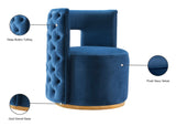 Theo Contemporary Accent Chair with Gold Swivel Base and Button Tufting for Luxurious Comfort