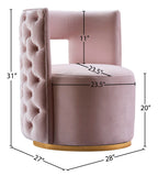 Theo Contemporary Accent Chair with Gold Swivel Base and Button Tufting for Luxurious Comfort