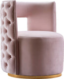 Theo Contemporary Accent Chair with Gold Swivel Base and Button Tufting for Luxurious Comfort