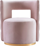 Theo Contemporary Accent Chair with Gold Swivel Base and Button Tufting for Luxurious Comfort