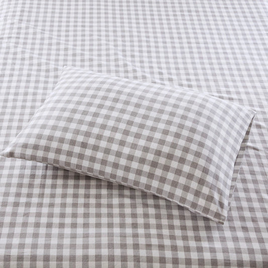 Ultra-Soft Cotton Flannel Sheet Set, Gray Herringbone