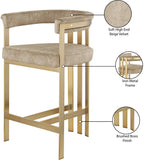 Marcello Contemporary Counter Stool - Luxurious Velvet and Durable Brass Frame for Modern Dining Spaces