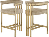 Marcello Contemporary Counter Stool - Luxurious Velvet and Durable Brass Frame for Modern Dining Spaces
