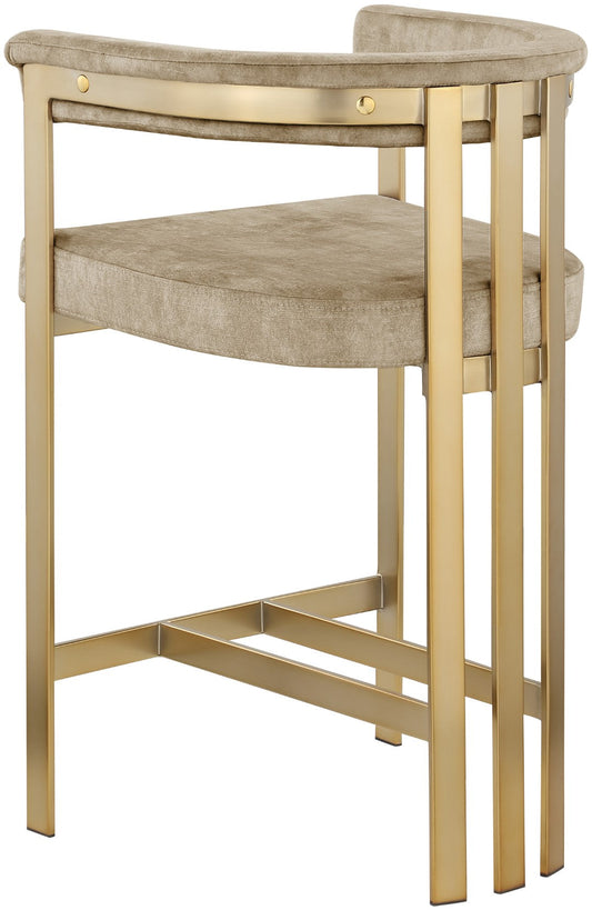Marcello Contemporary Counter Stool - Luxurious Velvet and Durable Brass Frame for Modern Dining Spaces