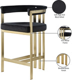 Marcello Contemporary Counter Stool - Luxurious Velvet and Durable Brass Frame for Modern Dining Spaces
