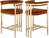 Marcello Contemporary Counter Stool - Luxurious Velvet and Durable Brass Frame for Modern Dining Spaces
