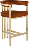 Marcello Contemporary Counter Stool - Luxurious Velvet and Durable Brass Frame for Modern Dining Spaces