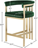 Marcello Contemporary Counter Stool - Luxurious Velvet and Durable Brass Frame for Modern Dining Spaces