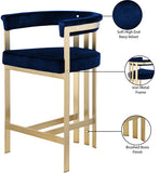 Marcello Contemporary Counter Stool - Luxurious Velvet and Durable Brass Frame for Modern Dining Spaces