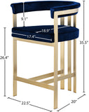Marcello Contemporary Counter Stool - Luxurious Velvet and Durable Brass Frame for Modern Dining Spaces