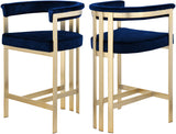 Marcello Contemporary Counter Stool - Luxurious Velvet and Durable Brass Frame for Modern Dining Spaces
