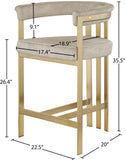 Marcello Contemporary Counter Stool - Luxurious Velvet and Durable Brass Frame for Modern Dining Spaces