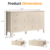 53.2" W Wholesale 7-Drawer Fluted Dresser, Black/Blue/Beige