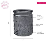 Vintage Smoke Gray Glass Tea Light Holders Set of 8
