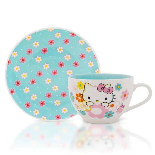 Hello Kitty Floral Bone China Teacup & Saucer, 7oz