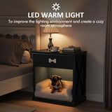 Wholesale LED Nightstand Multi-Functional with Drawer and Open Shelf