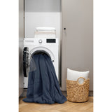 Grid Soft Washed Pinch Pleated Comforter Set, Navy