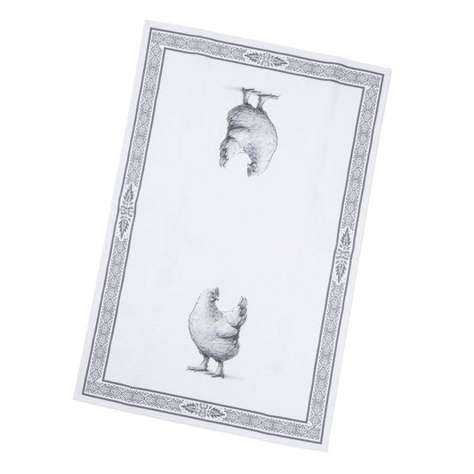 Black & White Gertrude Chicken Tea Towel