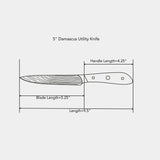 5" Damascus Utility Knife