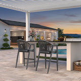 PURPLE LEAF Outdoor Bar Stools Set of 2 – Counter Stools Bar Stools with Aluminum Frame & Backrest for Patio, Kitchen Island & Bistro Stools