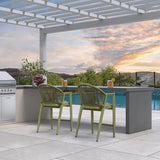 PURPLE LEAF Outdoor Bar Stools Set of 2 – Counter Stools Bar Stools with Aluminum Frame & Backrest for Patio, Kitchen Island & Bistro Stools