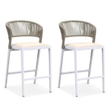 PURPLE LEAF Bar Stool Rattan Bar Stools Counter Stools with Back Metal Bar Height Stool Outdoor Bar Chair for Garden Kitchen