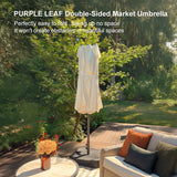 PURPLE LEAF Double-Sided Market Umbrella Large Rectangular Patio Umbrellas with Base