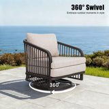 Asheville 5-Piece Aluminum Patio Seating Set With Nesting Sintered Stone Tables