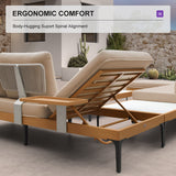 PURPLE LEAF Sicilia L-Shaped Modular Outdoor Sectional with Sunbrella Khaki Cushions Flexible Layout for Poolside Casual Lounge