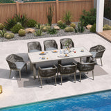PURPLE LEAF Patio Dining Set with Sunbrella Fabric Cushions and Aluminum Table All-Weather Wicker Patio Table Set for Deck