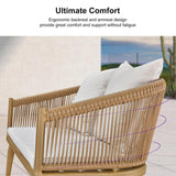 PURPLE LEAF Liviah 4-Piece Patio Conversation Set with Wicker Chairs and Cushions Sofa for Garden