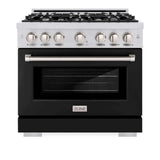 ZLINE 36" Select Dual Fuel Range Gas Cooktop Electric Convection Oven Stainless Steel Black Matte Door HDR-BLM-36