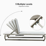 PURPLE LEAF Patio Chaise Lounge with Cushion Aluminum Tanning Chair Lounge Adjustable Reclining Set