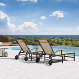 PURPLE LEAF Outdoor Chaise Lounge Patio Pool Lounger Aluminum Chairs with Side Table Adjustable Tanning Recliner for Outside Yard Deck Lawn Garden Beach