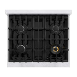 ZLINE 30"Classic Gas Range, Convection Gas Oven, DuraSnow® Stainless Steel, White Matte Door CGRS-WM-30
