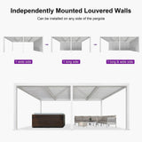 PURPLE LEAF Louvered Pergola Accessory Aluminum Louver Grille for Optimal Privacy, Sunlight Control Side Fixed Shutter Wall, Pergola Not Included