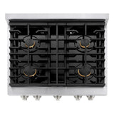 ZLINE 30"Paramount Dual Fuel Range Stainless Steel, Brass Burner, SDR-BR-30