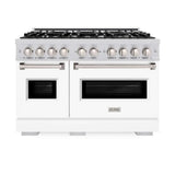 ZLINE 48"Classic Gas Range, Convection Gas Oven, Stainless Steel, White Matte Door CGR-WM-48