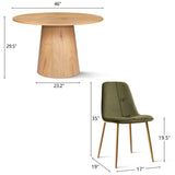 Dwen & Oslo 46" Round Dining Table Set for 4 (5-Piece)