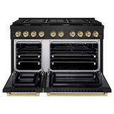 ZLINE 48"Gas Range, Convection Gas Oven, Black, Champagne Bronze,SGRBZ-48-CB
