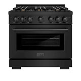 ZLINE 36" Select Dual Fuel Range Gas Cooktop Electric Convection Oven Black Stainless Steel Brass Burners HDRB-BR-36