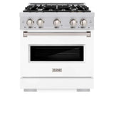 ZLINE 30" Dual Fuel Range, Gas Cooktop, Electric Convection Oven Stainless Steel, White Matte Door CDR-WM-30