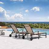 PURPLE LEAF Outdoor Chaise Lounge Patio Pool Lounger Aluminum Chairs with Side Table Adjustable Tanning Recliner for Outside Yard Deck Lawn Garden Beach