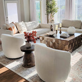 Bella Modern White Boucle Swivel Barrel Chair (1-Piece)