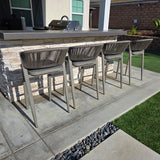PURPLE LEAF Bar Stool Rattan Bar Stools Counter Stools with Back Metal Bar Height Stool Outdoor Bar Chair for Garden Kitchen