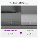 PURPLE LEAF Porch Swing with Adjustable Tilt Canopy Patio Swing with Stand and Meatl Steel Frame All-Weather Outdoor Swing Chair Seat Space-Saving for Backyard Garden Deck